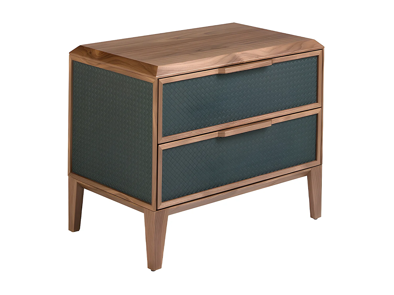 Ciemnozielony stolik nocny z PVC i orzecha włoskiego