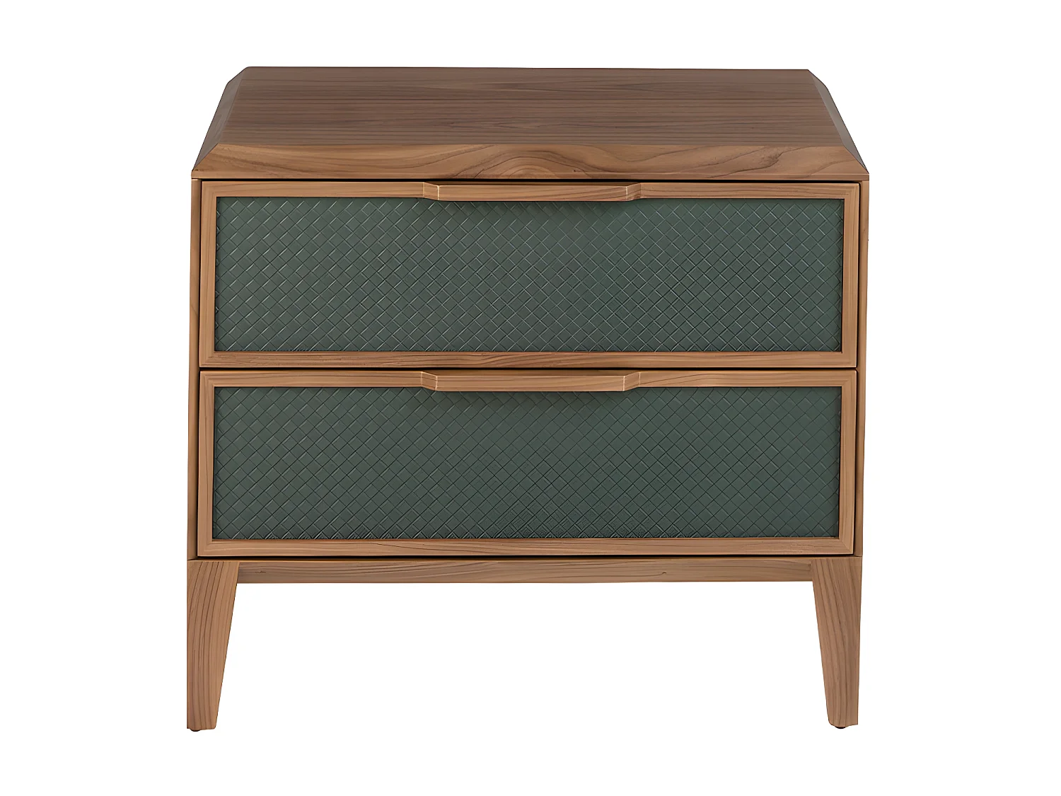 Ciemnozielony stolik nocny z PVC i orzecha włoskiego