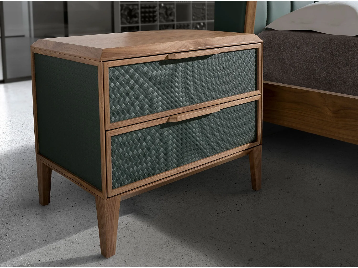 Table de chevet en pvc vert foncé et noyer 7149 ANGEL CERDA