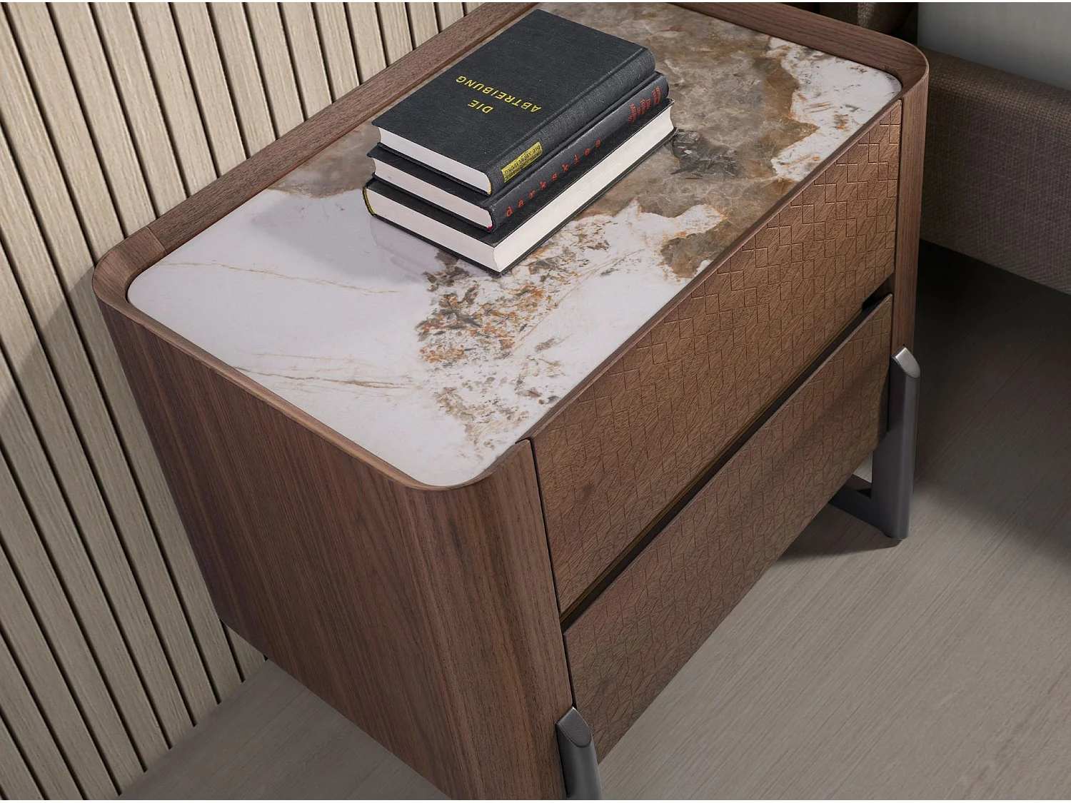 Table de chevet en pvc vert foncé et noyer 7149 ANGEL CERDA