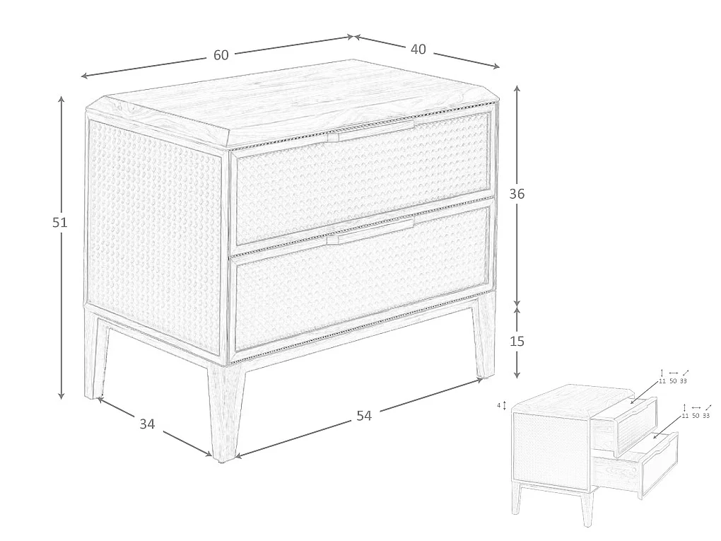 Table de chevet en pvc vert foncé et noyer 7149 ANGEL CERDA