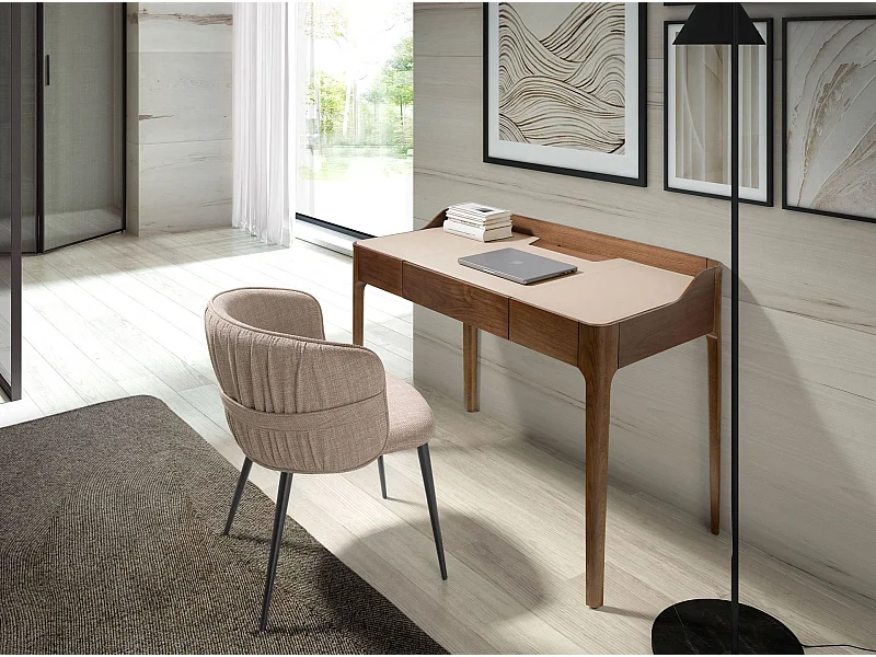 Scrivania con piano in similpelle e noce 7147 ANGEL CERDA