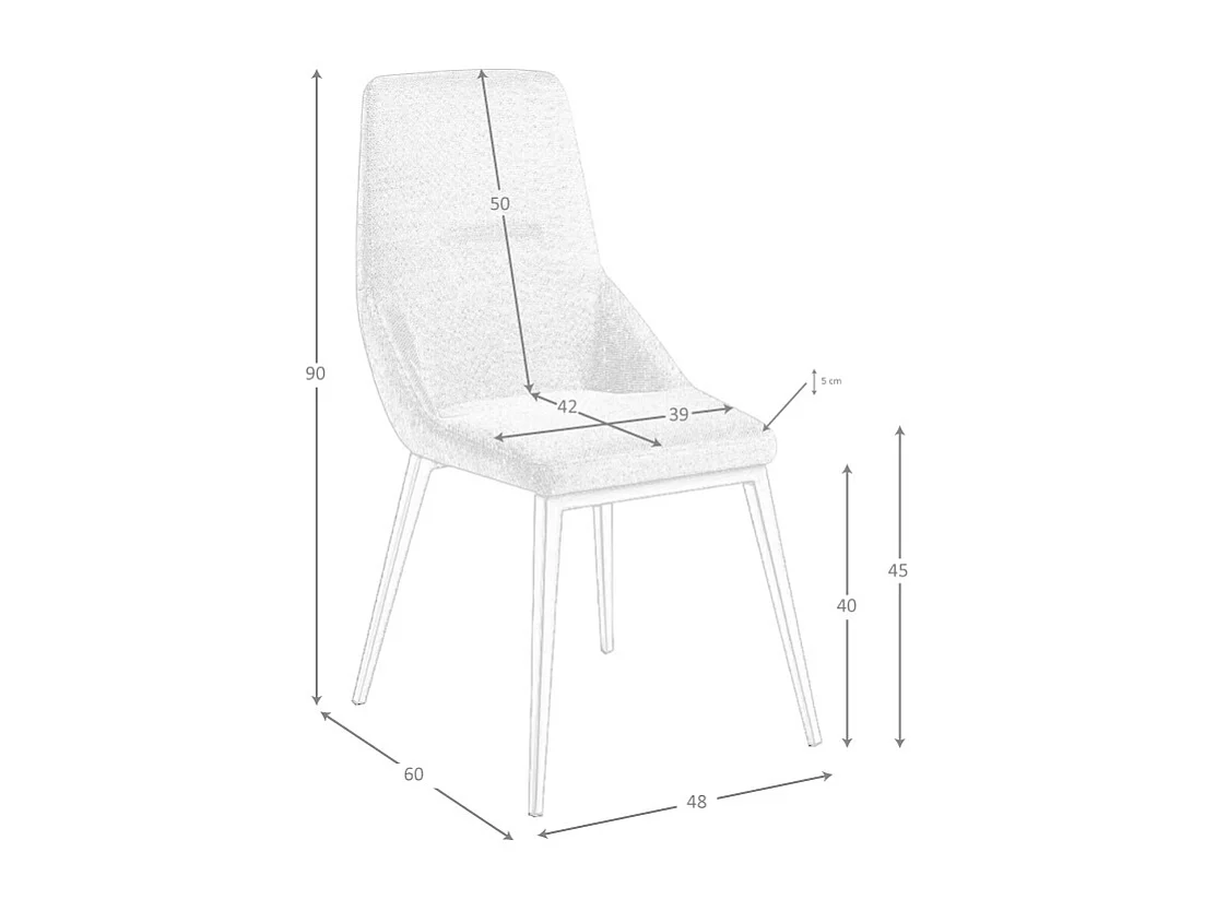 Chaise en tissu gris clair 4132 ANGEL CERDA