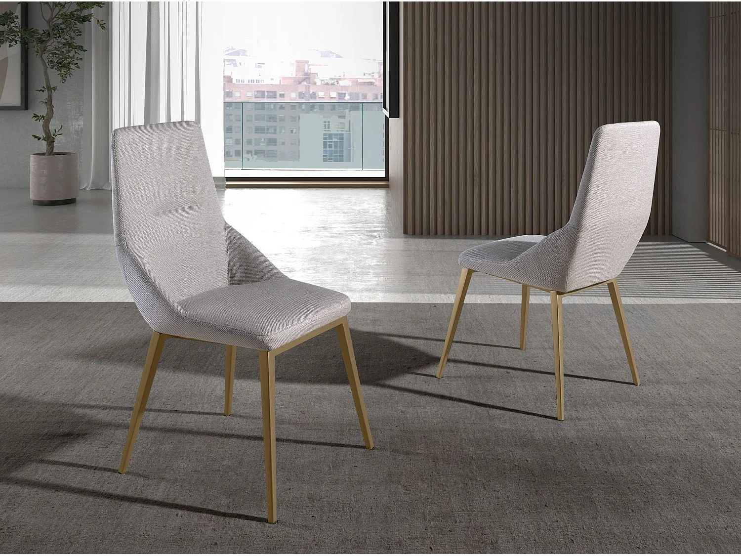 Chaise en tissu gris clair 4132 ANGEL CERDA