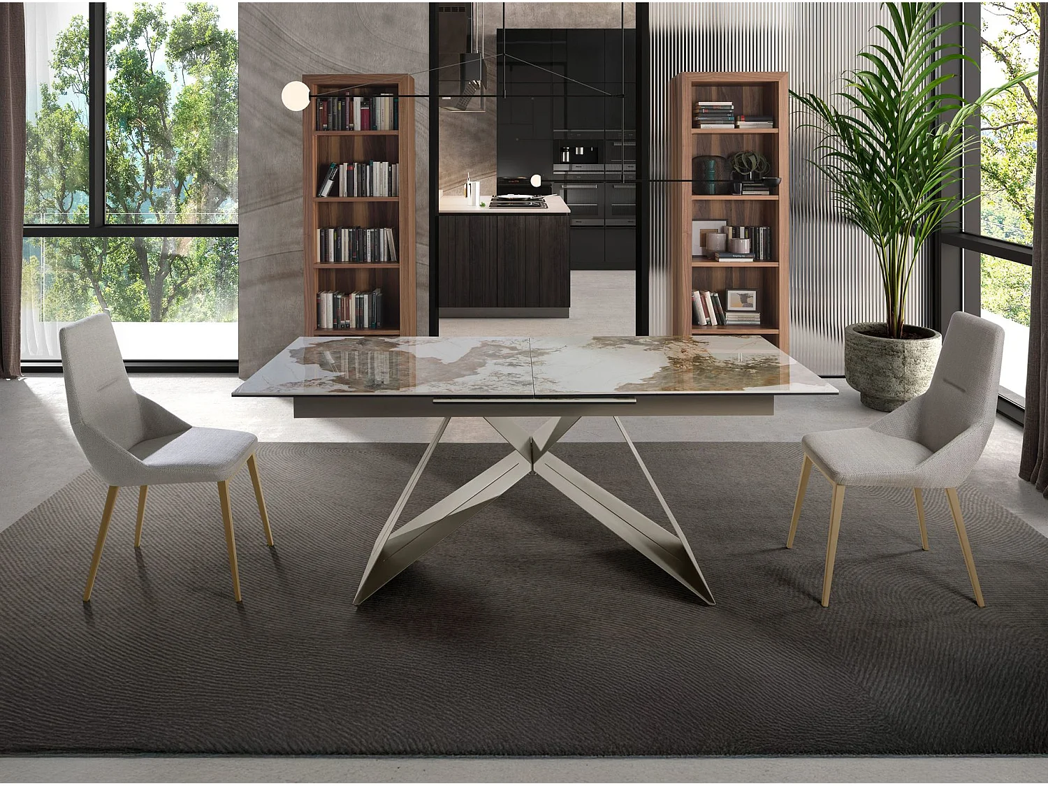 Chaise en tissu gris clair 4132 ANGEL CERDA