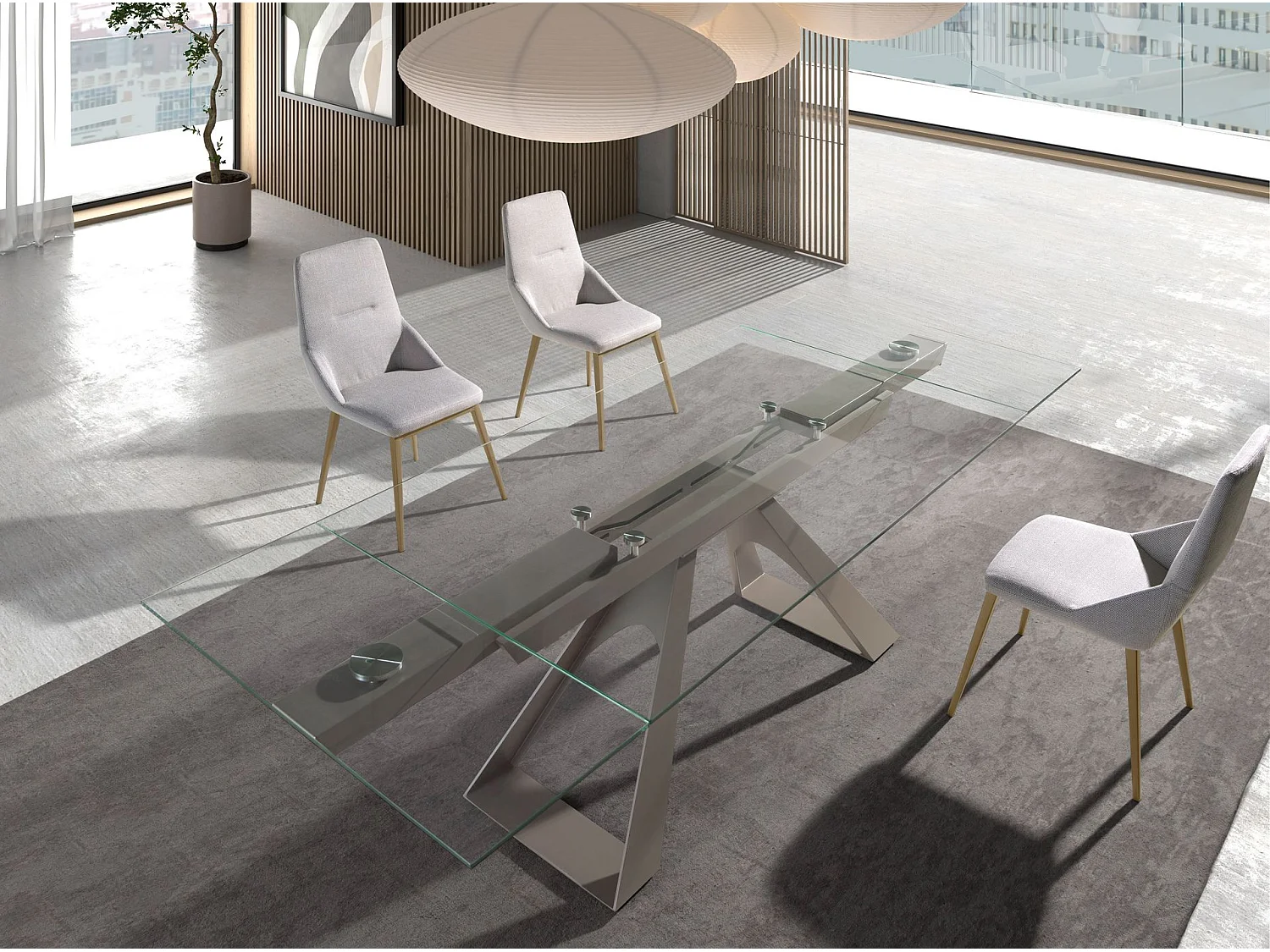 Chaise en tissu gris clair 4132 ANGEL CERDA