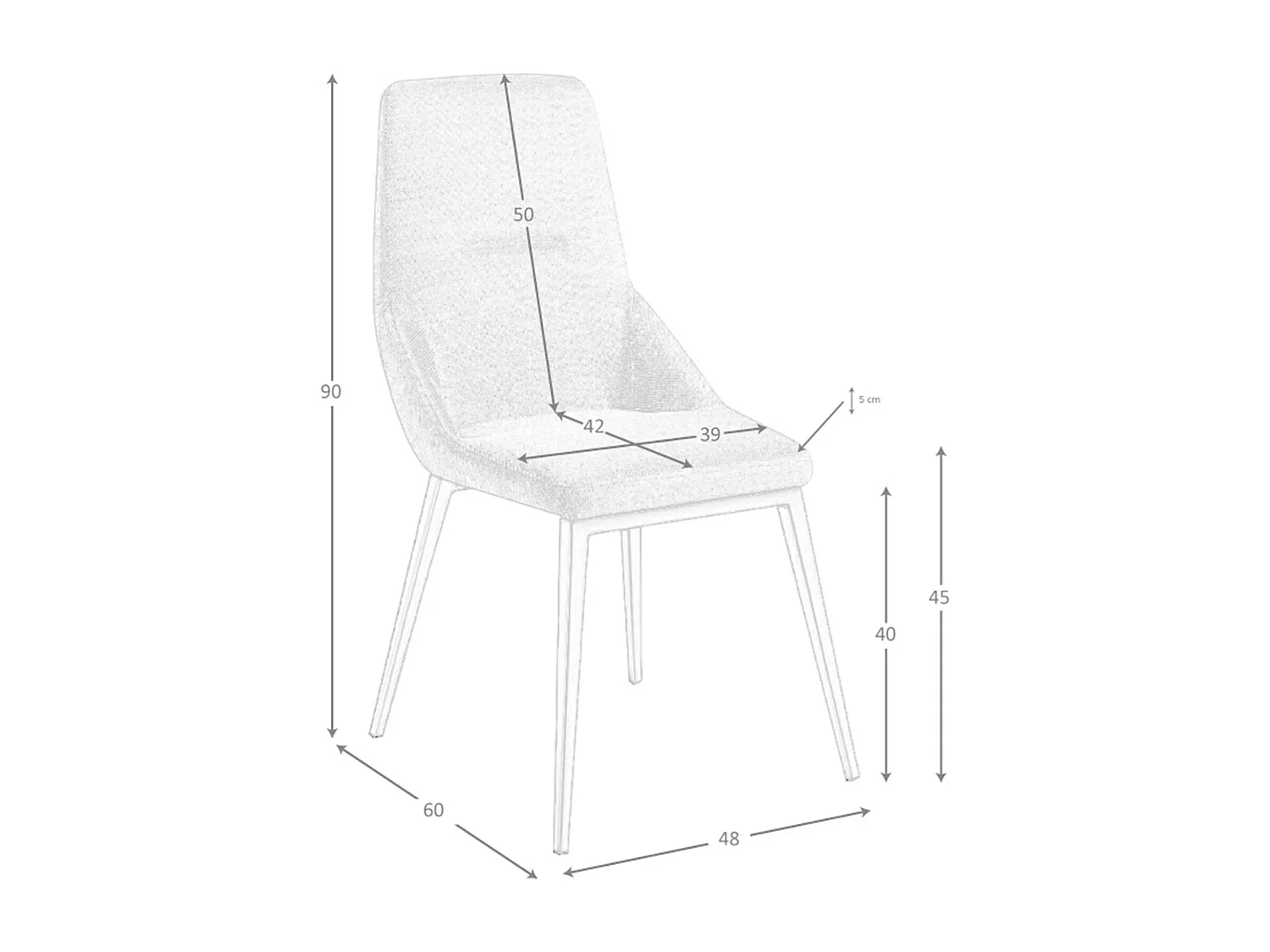 Chaise en tissu gris clair 4132 ANGEL CERDA