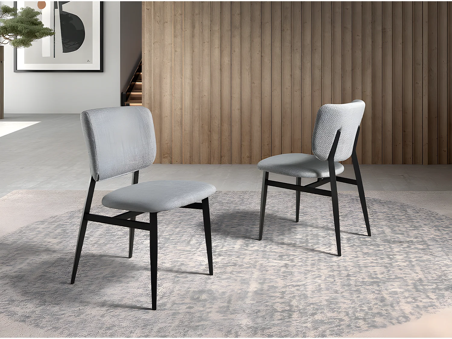 Stoel van lichtgrijze stof 4147 ANGEL CERDA