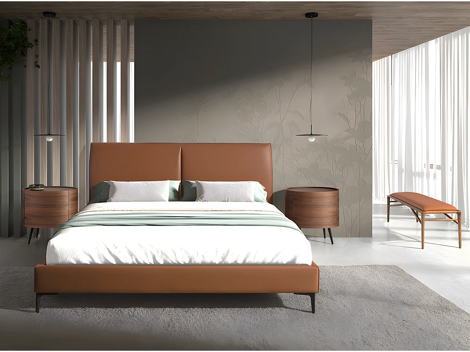 Brązowy stołek z ekoskóry