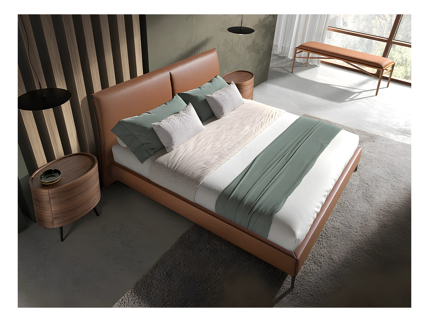 Brązowy stołek z ekoskóry