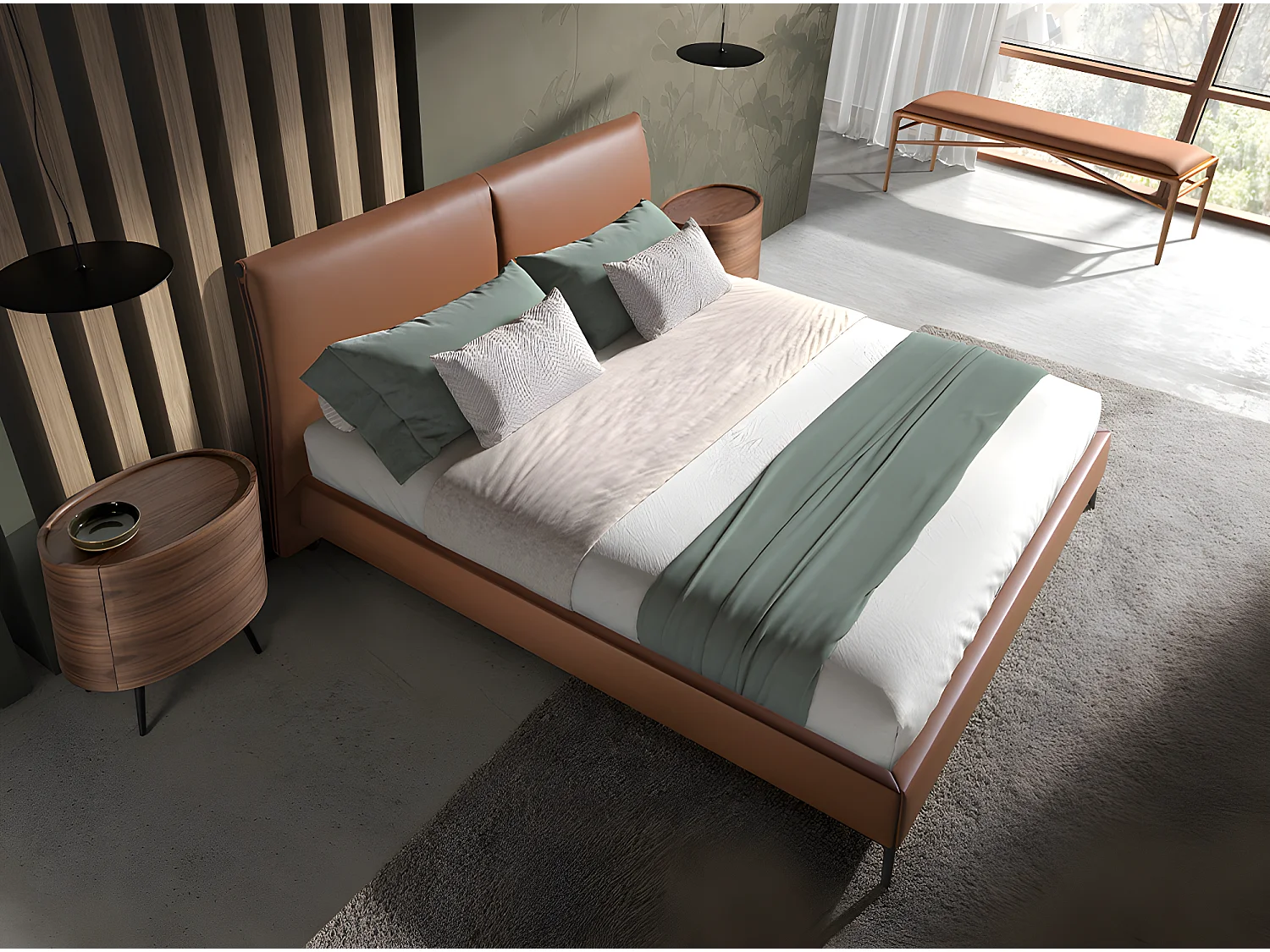 Brązowy stołek z ekoskóry