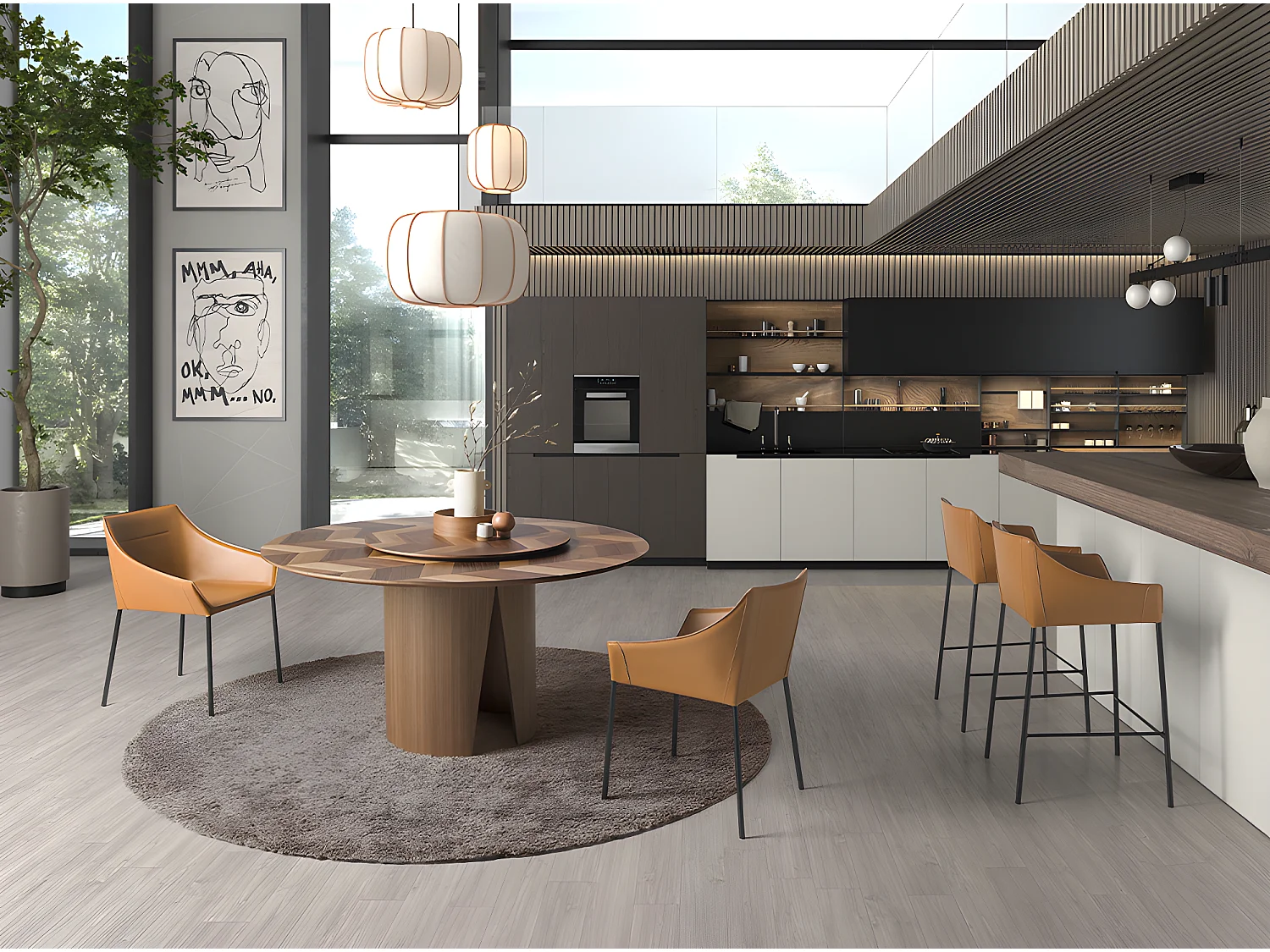 Tavolo da pranzo rotonda noce   1130 ANGEL CERDA