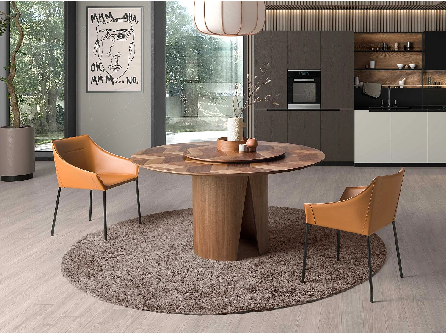 Tavolo da pranzo rotonda noce 1130 ANGEL CERDA