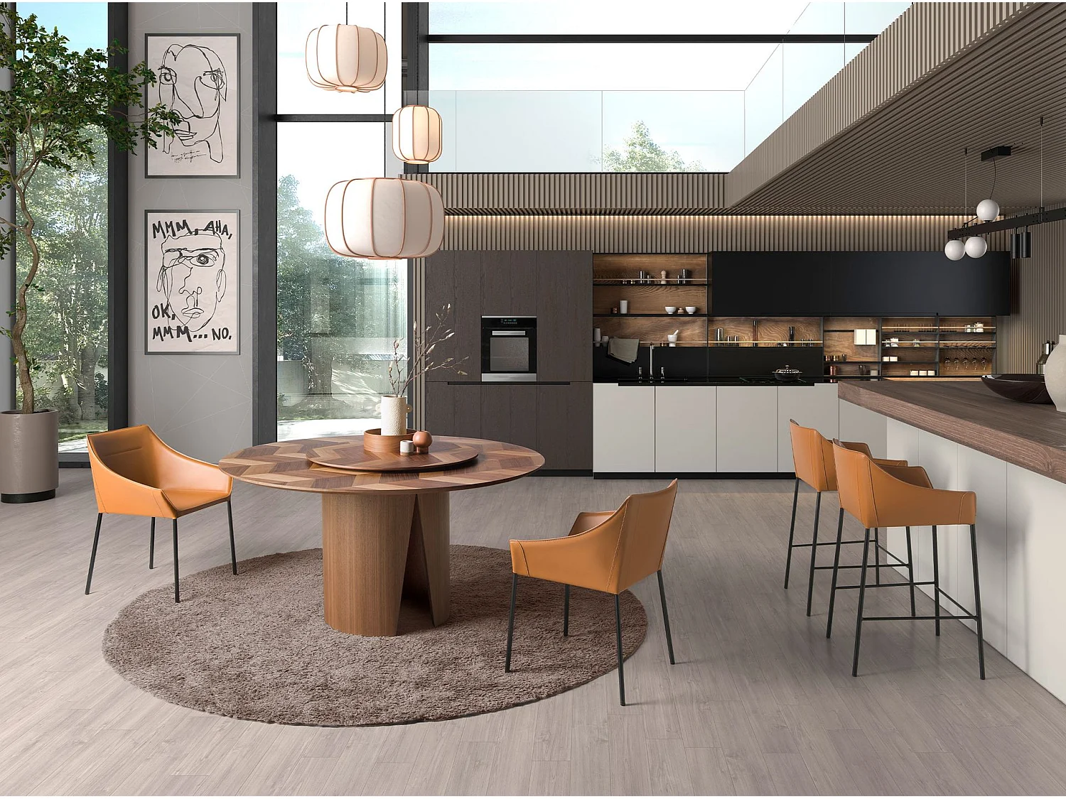 Tavolo da pranzo rotonda noce 1130 ANGEL CERDA