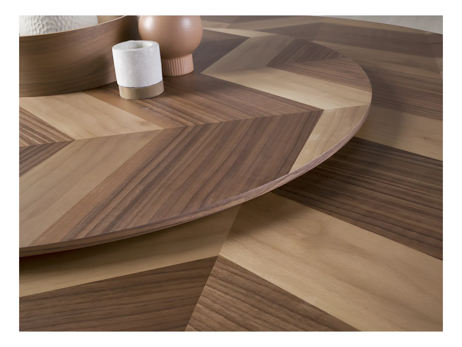 Eettafel rond walnoot fineer 1130 ANGEL CERDA