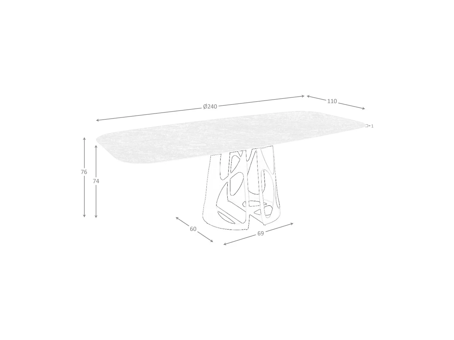 Table à manger baril ovale marbre porcelaine 1136 ANGEL CERDA