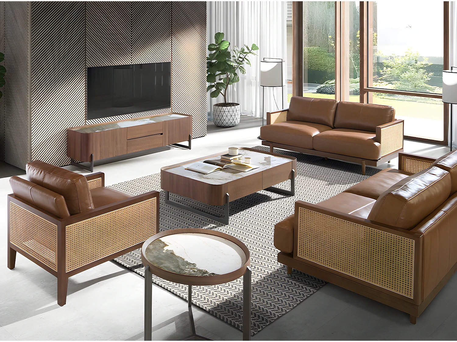 2-Sitzer-Sofa aus braunem Leder  6176 ANGEL CERDA