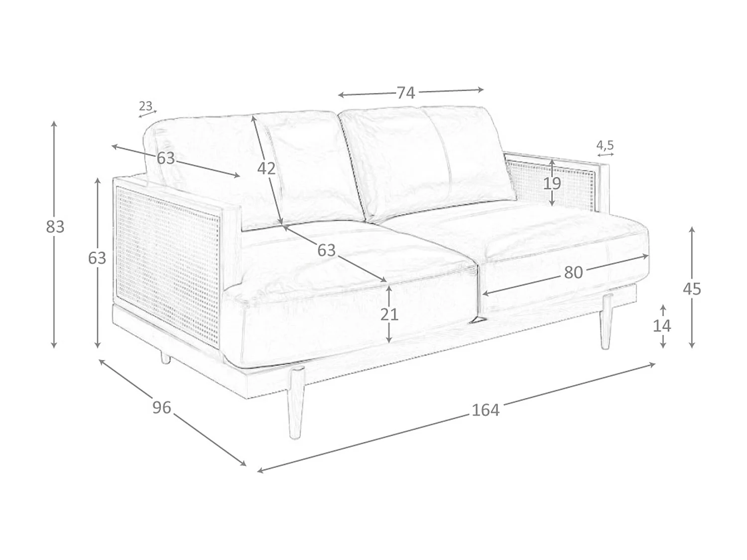 Canapé 2 places cuir marron 6176 ANGEL CERDA