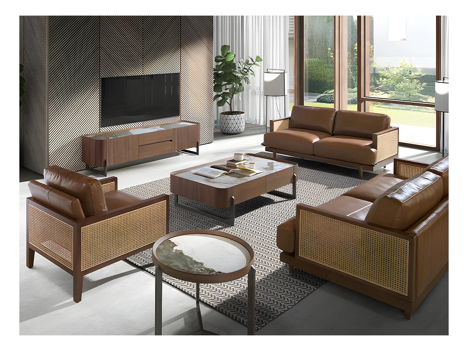 3 zits bank bruin leer 6177 ANGEL CERDA