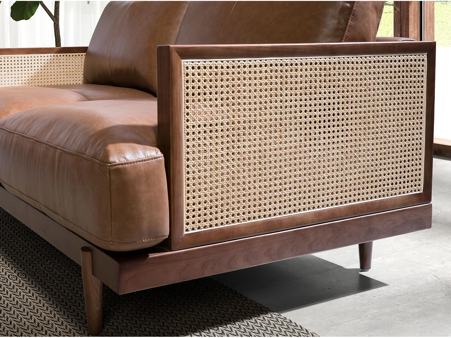 Canapé 3 places en cuir marron 6177 ANGEL CERDA