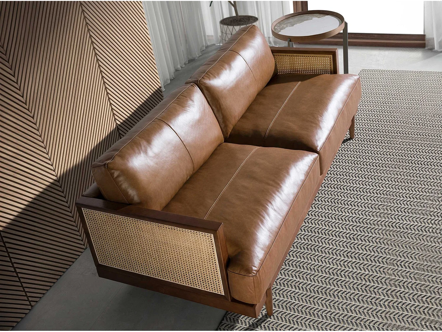 Canapé 3 places en cuir marron 6177 ANGEL CERDA