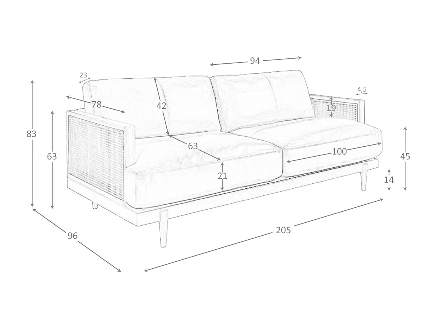 Canapé 3 places en cuir marron 6177 ANGEL CERDA