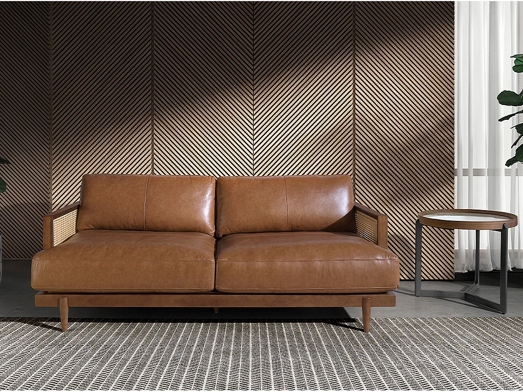 Canapé 3 places en cuir marron 6177 ANGEL CERDA