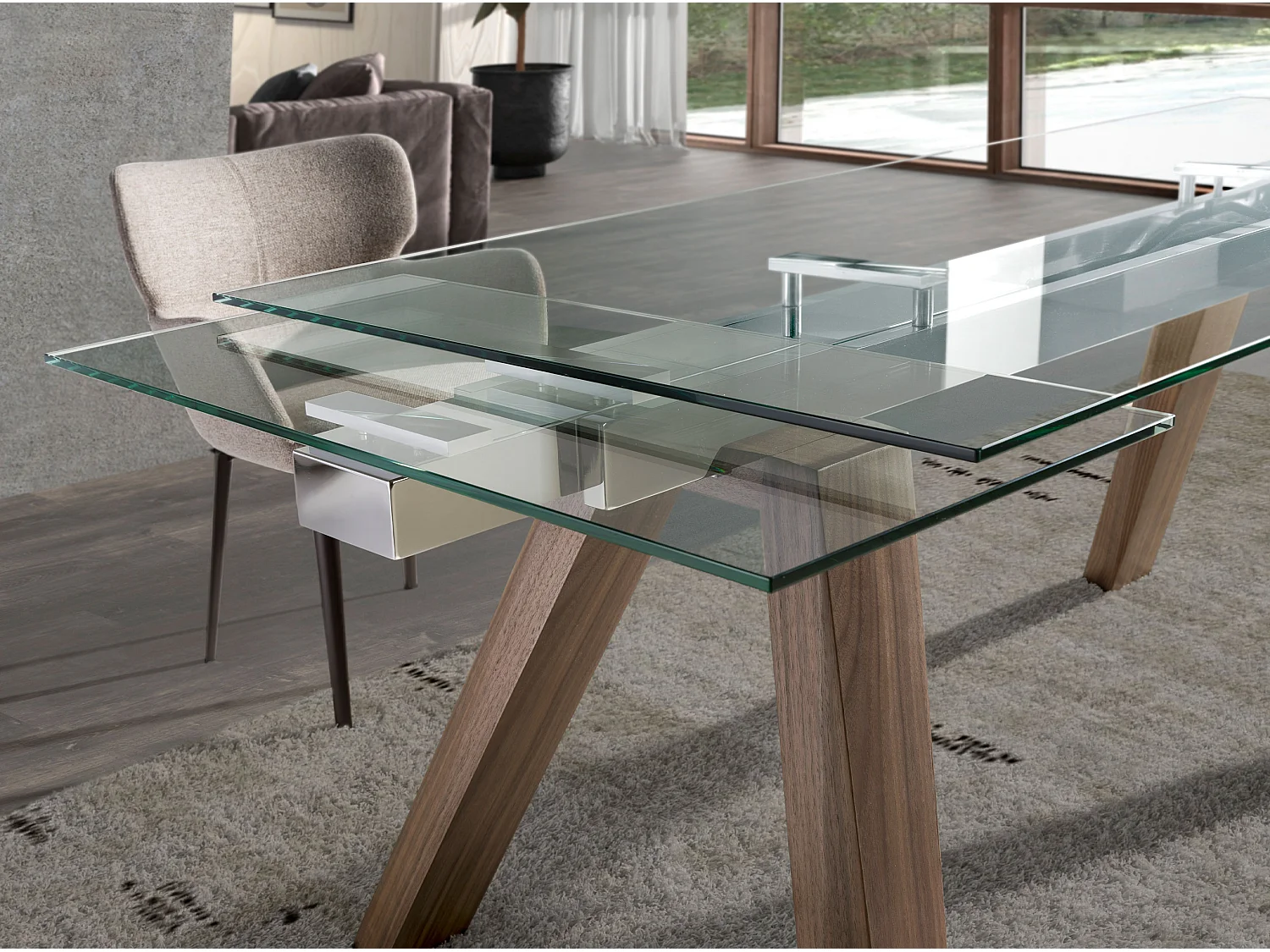 Uitschuifbare eettafel rechthoekig gehard glas 1123 ANGEL CERDA