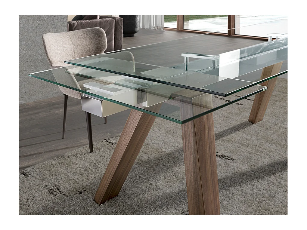 Uitschuifbare eettafel rechthoekig gehard glas 1123 ANGEL CERDA