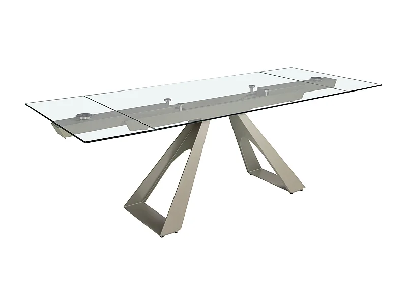 Tavolo da pranzo rettangolare allungabile in vetro temperato e acciaio grigio tortora 1125 ANGEL CERDA