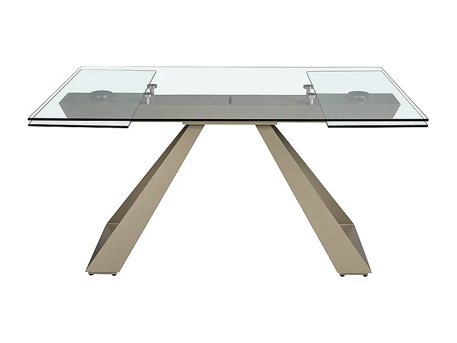 Table de salle à manger rectangulaire à rallonge en verre trempé et acier gris taupe 1125 ANGEL CERDA