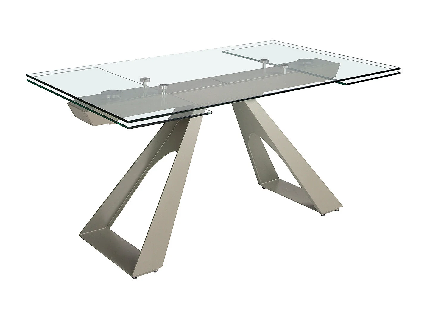 Table de salle à manger rectangulaire à rallonge en verre trempé et acier gris taupe 1125 ANGEL CERDA