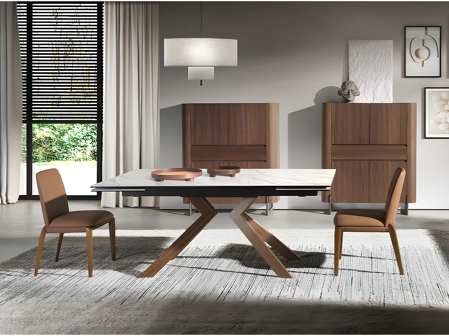 Table à manger à rallonge rectangulaire marbre porcelaine 1120 ANGEL CERDA