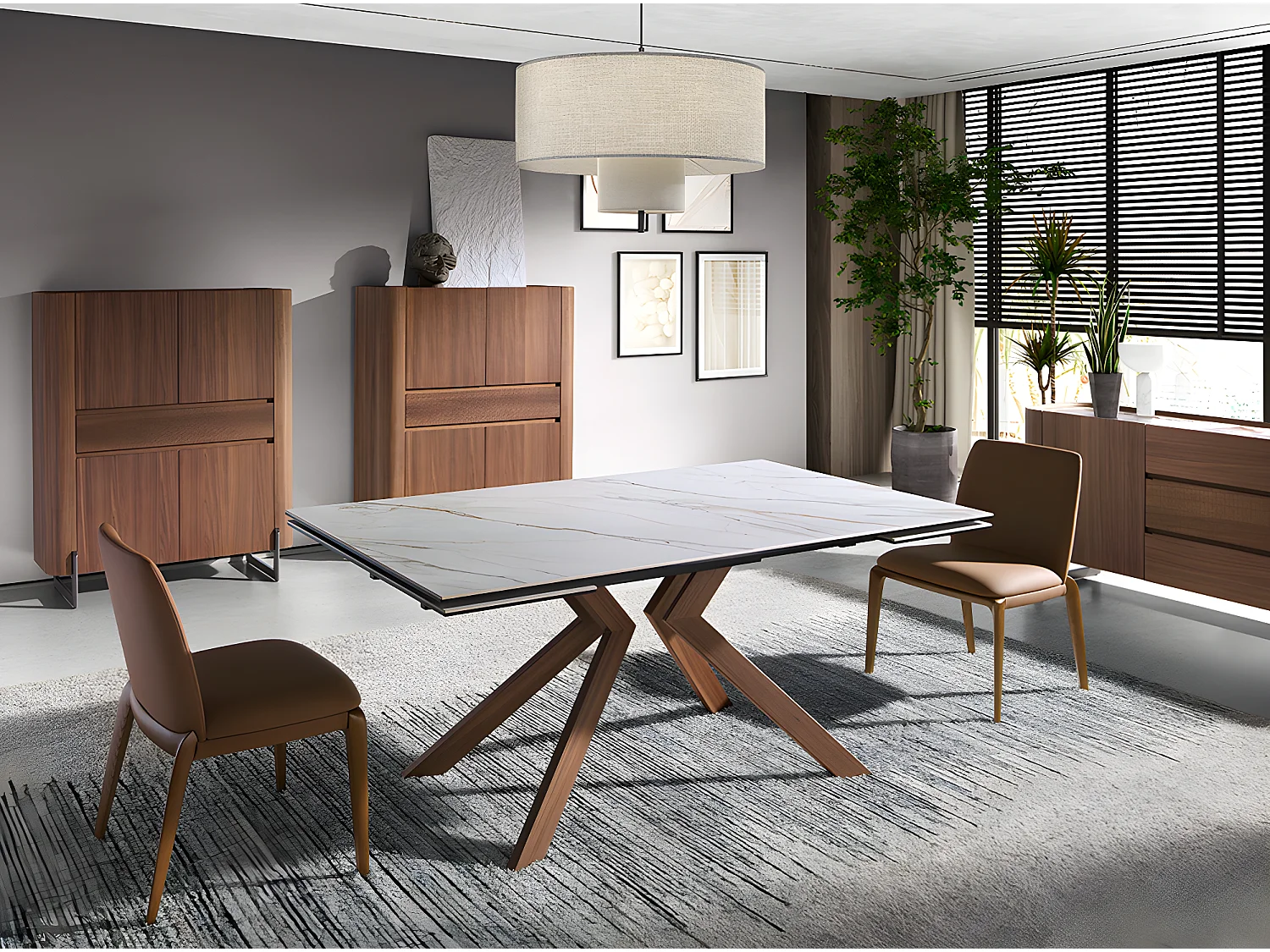 Table à manger à rallonge rectangulaire marbre porcelaine 1120 ANGEL CERDA