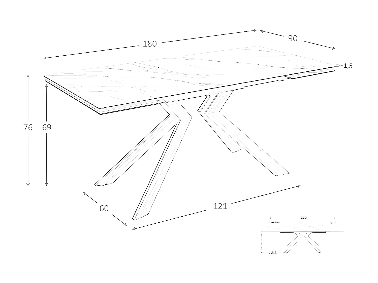 Table à manger à rallonge rectangulaire marbre porcelaine 1120 ANGEL CERDA