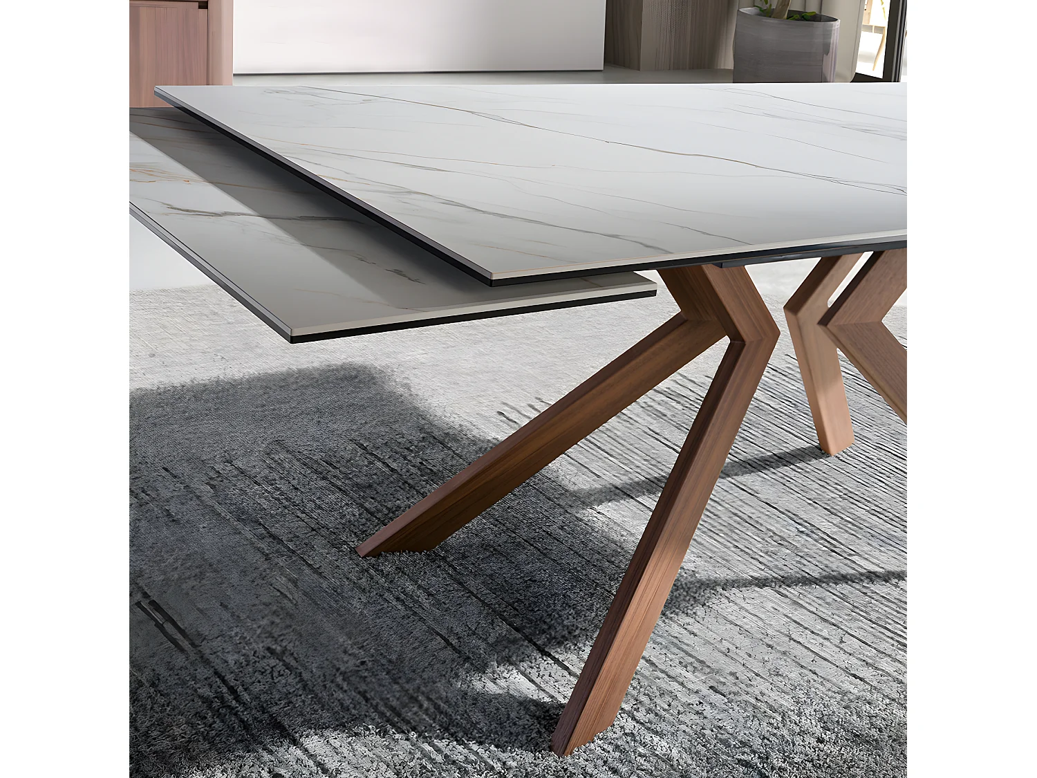 Table à manger à rallonge rectangulaire marbre porcelaine 1120 ANGEL CERDA