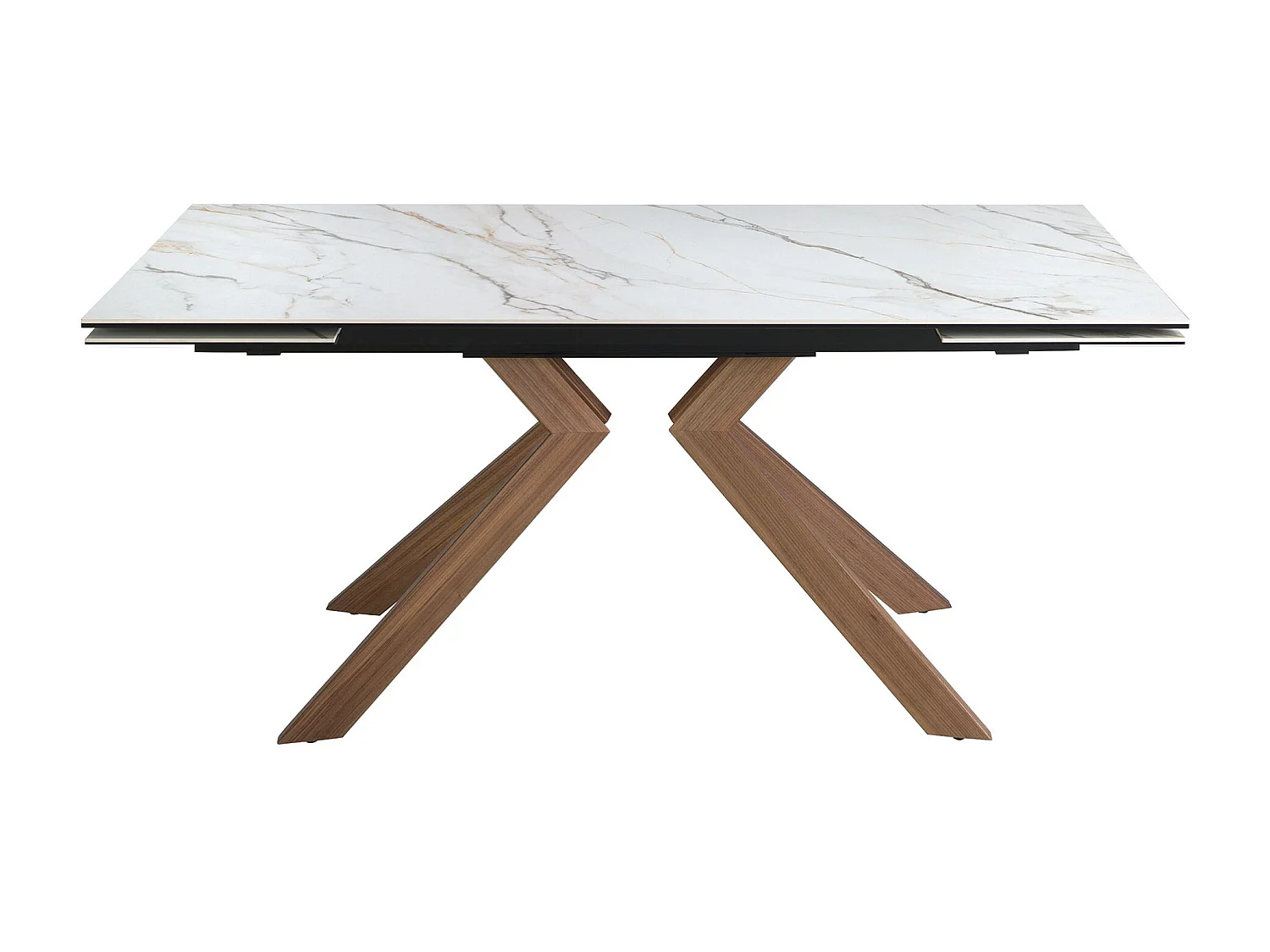 Table de salle à manger rectangulaire à rallonge en marbre porcelaine et acier effet noyer 1120 ANGEL CERDA