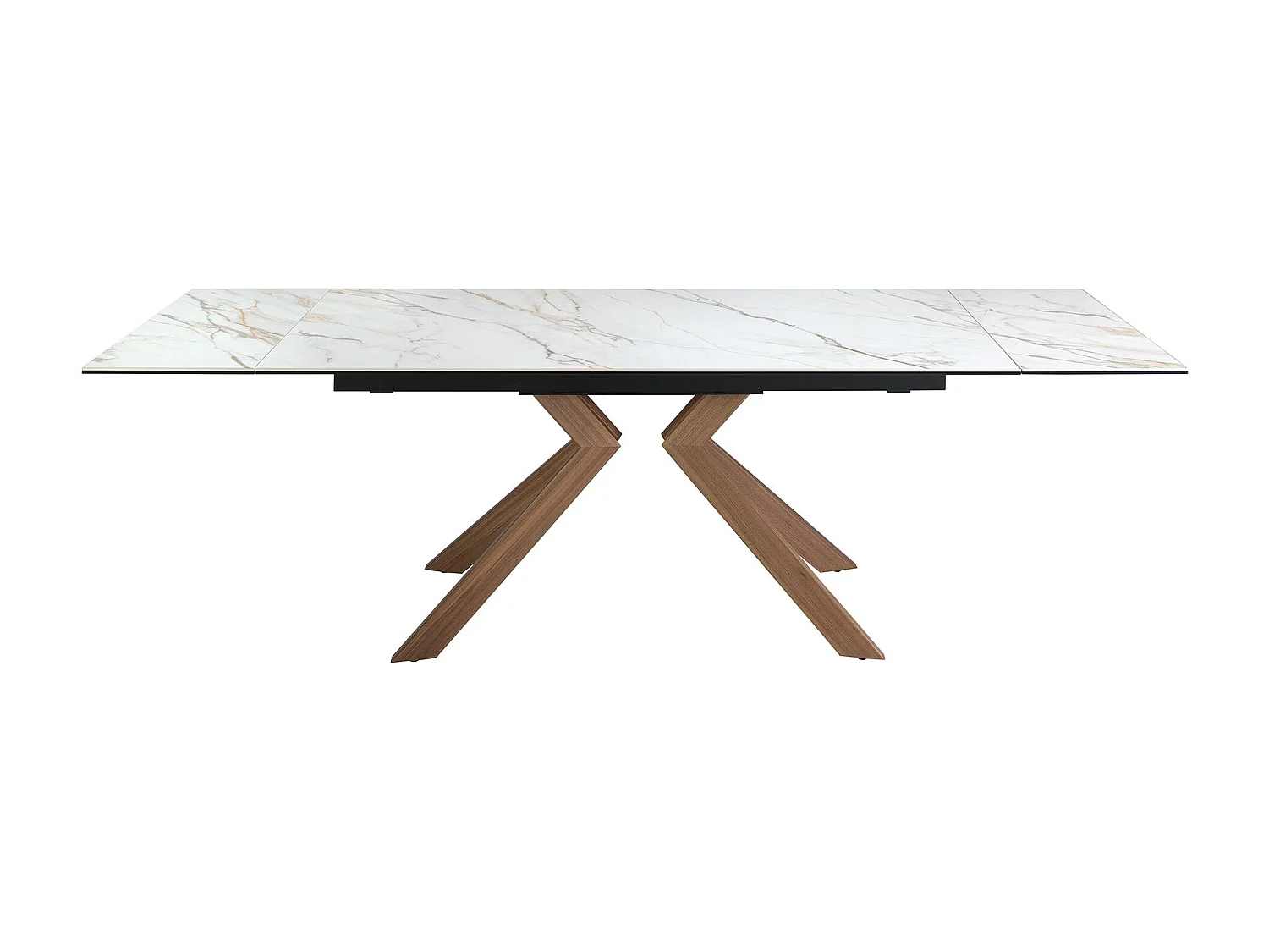 Table de salle à manger rectangulaire à rallonge en marbre porcelaine et acier effet noyer 1120 ANGEL CERDA