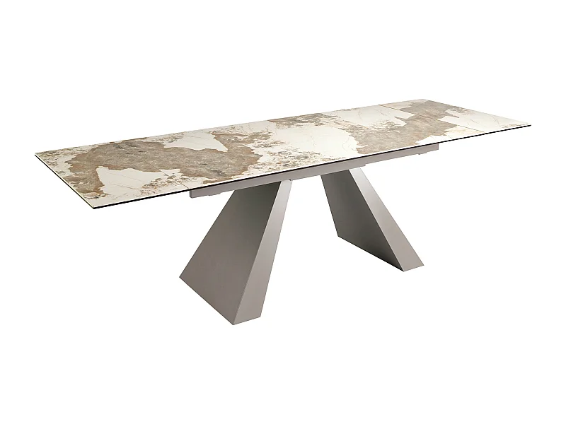 Mesa de jantar extensível retangular em mármore porcelânico e aço cinzento taupe 1124 ANGEL CERDA