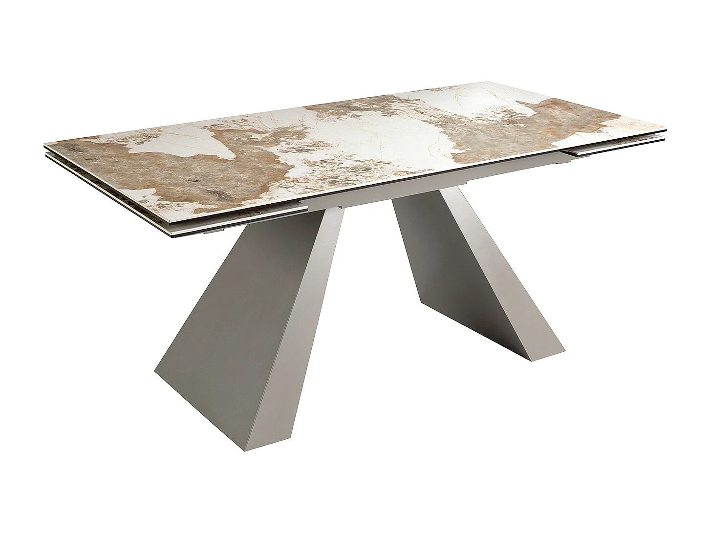 Rechteckiger ausziehbarer Esstisch aus Porzellanmarmor und taupefarbenem Stahl 1124 ANGEL CERDA