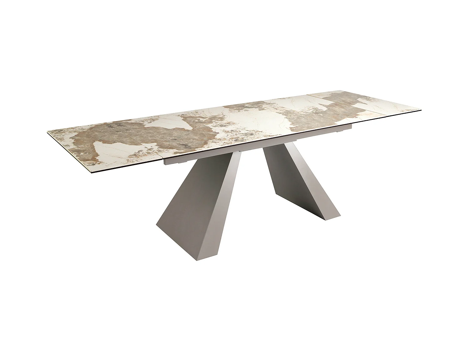Table à manger à rallonge rectangulaire en marbre porcelainé et acier gris taupe 1124 ANGEL CERDA