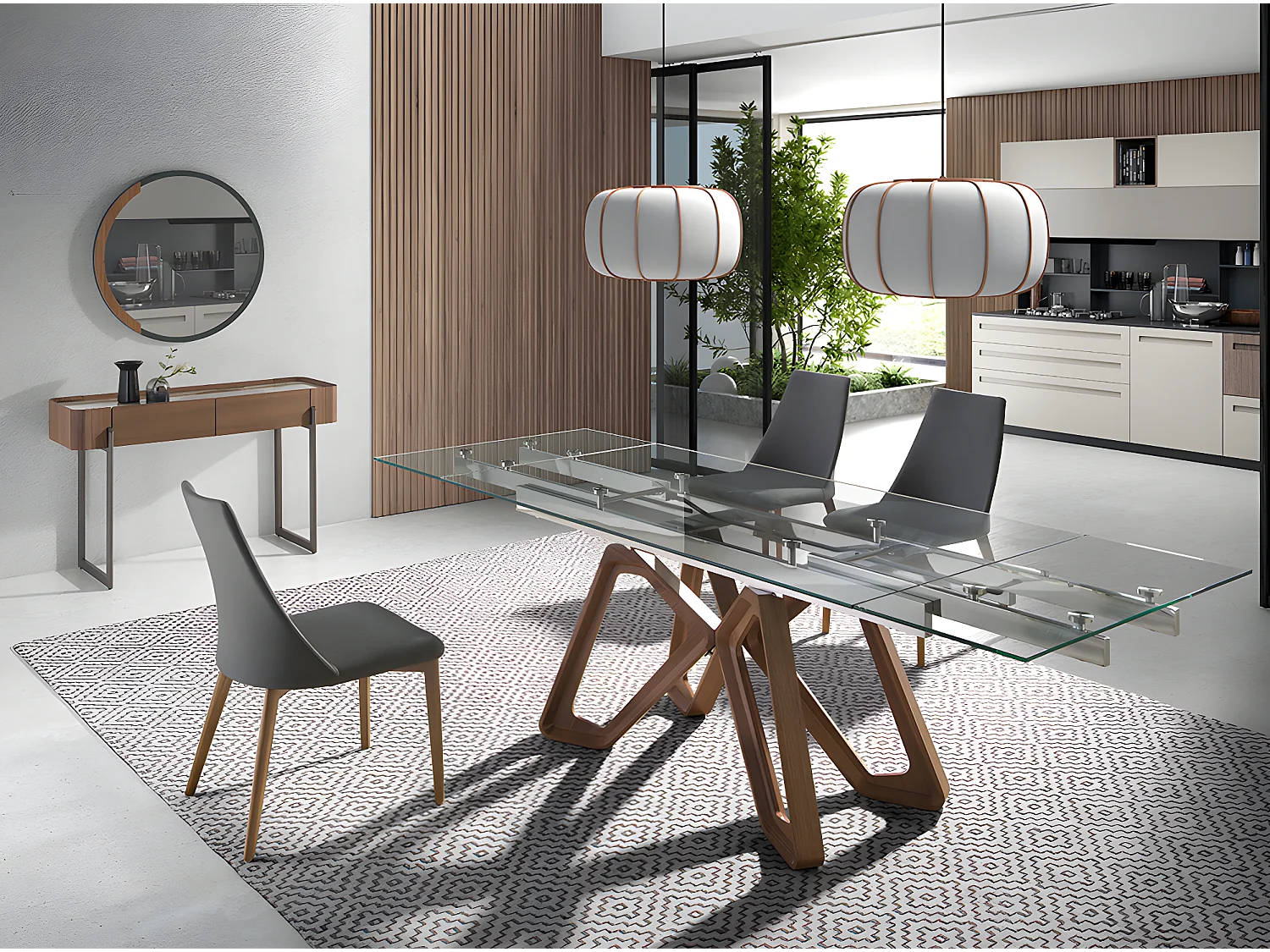 Table à manger à rallonge rectangulaire verre trempé 1122 ANGEL CERDA