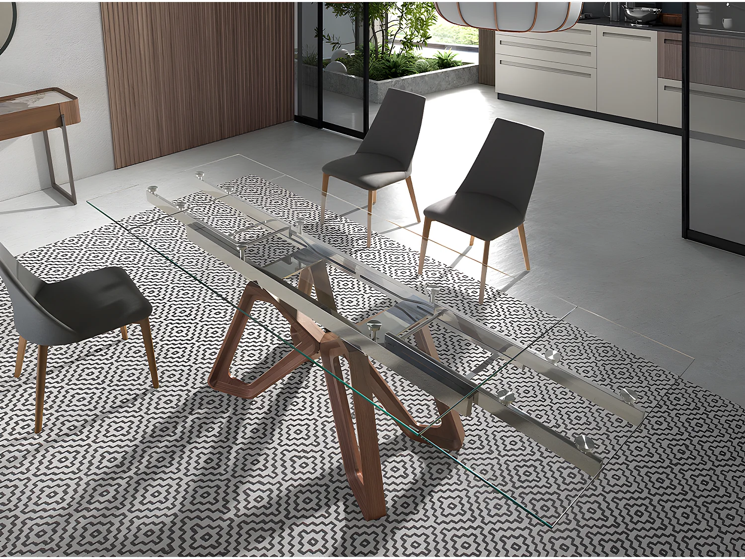 Table à manger à rallonge rectangulaire verre trempé 1122 ANGEL CERDA