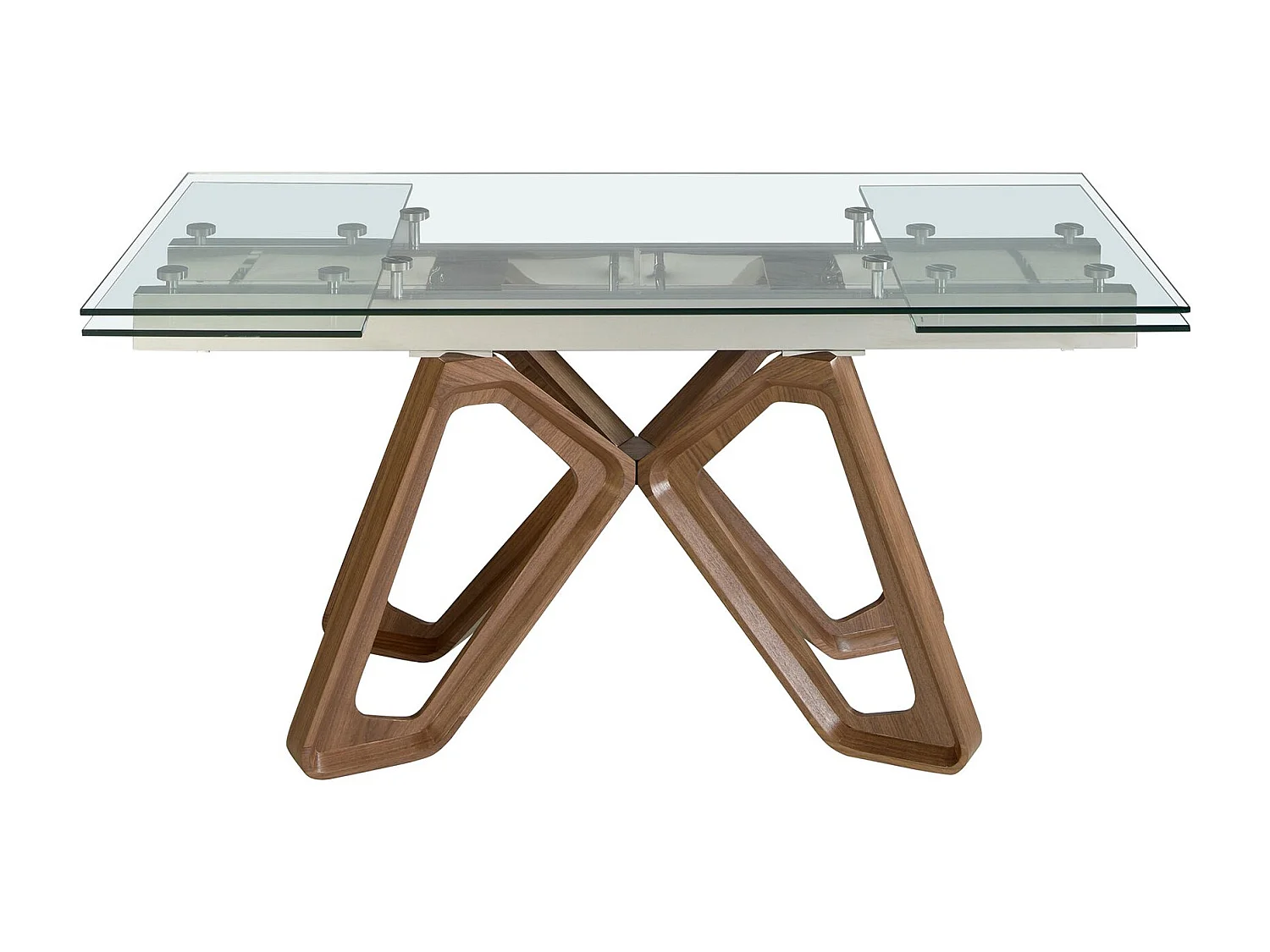 Table à manger à rallonge rectangulaire verre trempé et noyer 1122 ANGEL CERDA