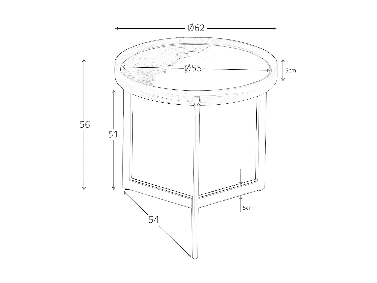 Table basse ronde en marbre porcelaine, noyer et acier métallique foncé 2130 ANGEL CERDA