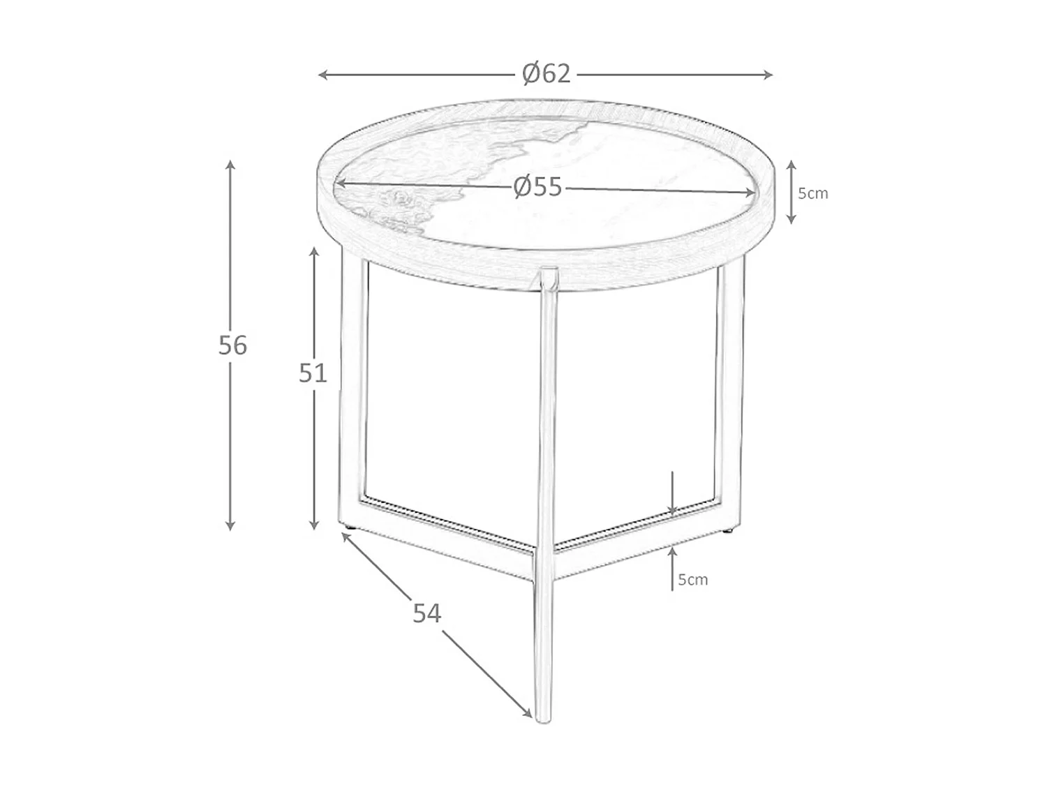 Ronde salontafel in porselein marmer, walnoot en donker metallic staal 2130 ANGEL CERDA