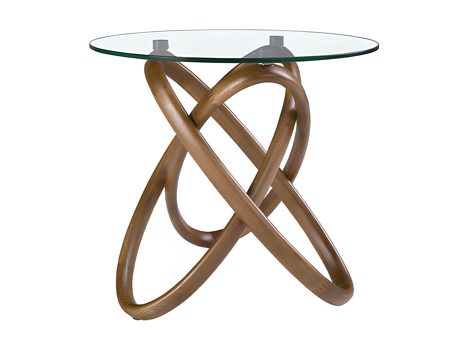 Runder Ecktisch aus gehärtetem Glas und Nussbaum  2126 ANGEL CERDA