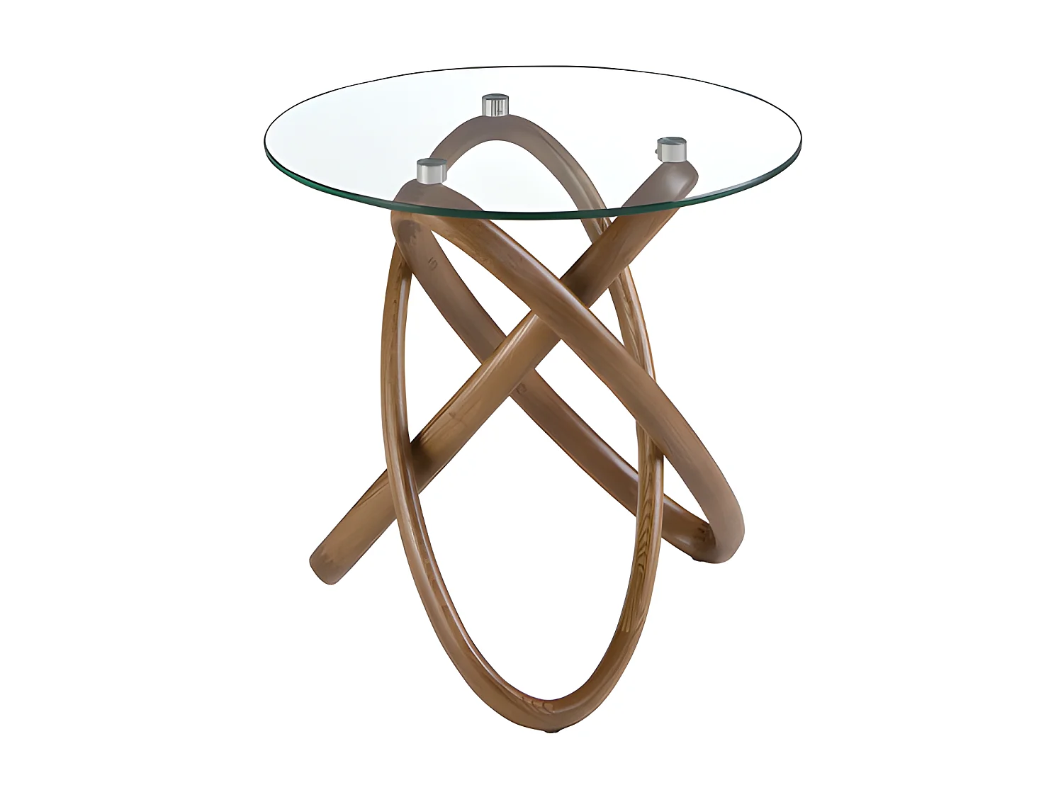 Runder Ecktisch aus gehärtetem Glas und Nussbaum  2126 ANGEL CERDA