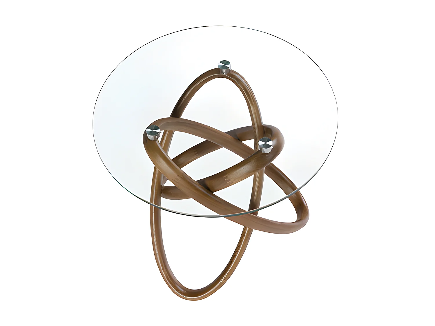 Runder Ecktisch aus gehärtetem Glas und Nussbaum  2126 ANGEL CERDA