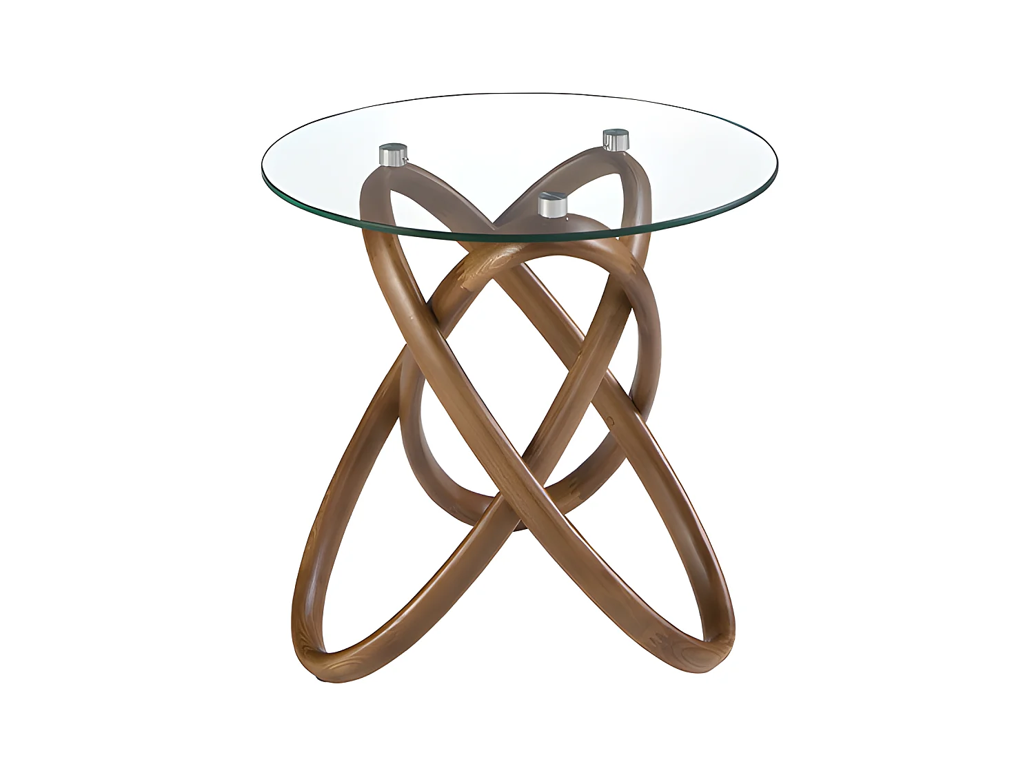 Table d'angle ronde en verre trempé et noyer 2126 ANGEL CERDA